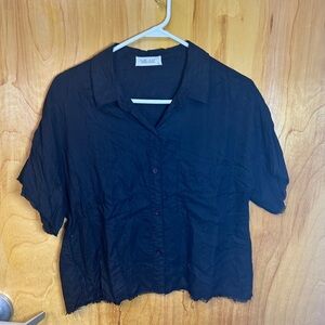 Black Button-Up Women's Top